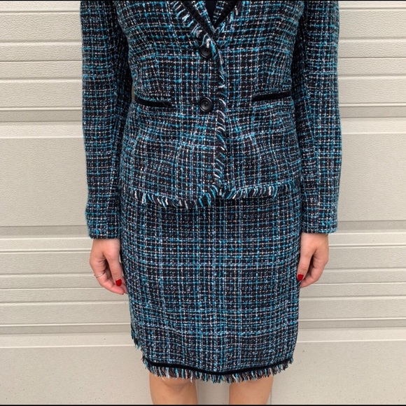 Taiga Tweed Blue and Black Suit Size 6 - Picture 2 of 14